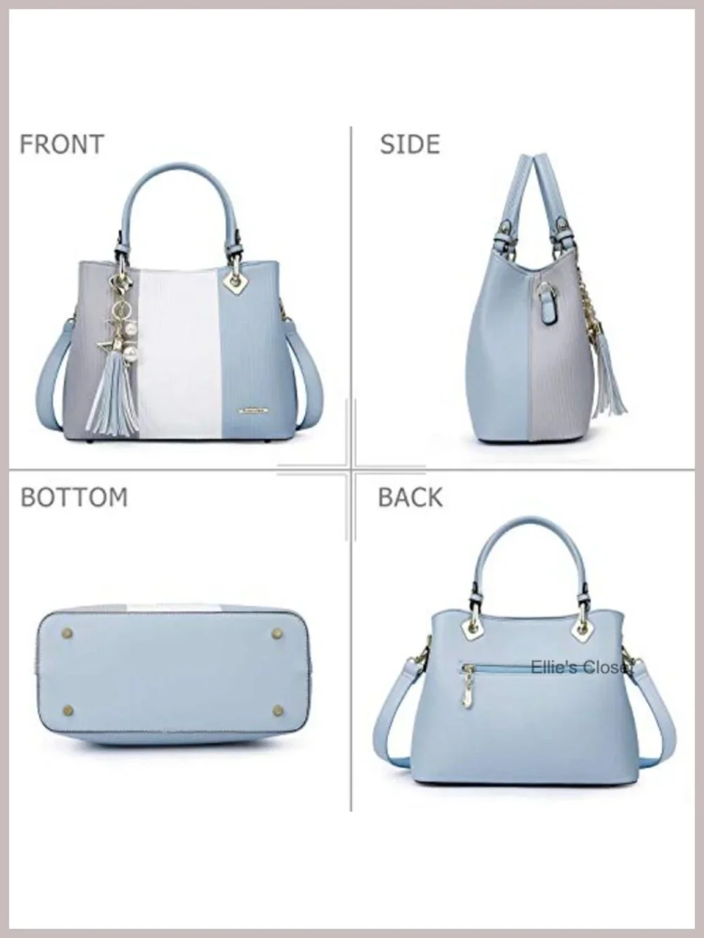 Women's Top-Handle Satchel Bag with Multiple Pockets PU Leather 3 Colors